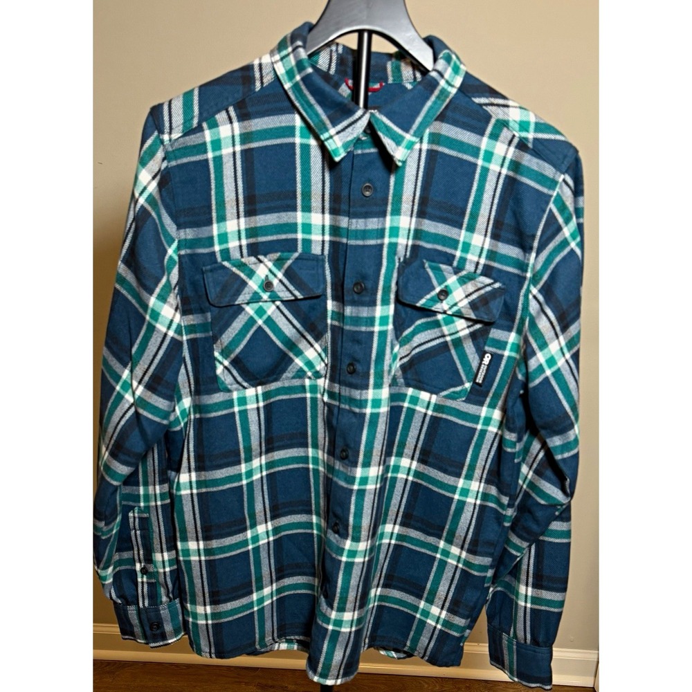 Outdoor Research Men's Flannel Plaid Button-Up Shirt Blue Green White M Perfect